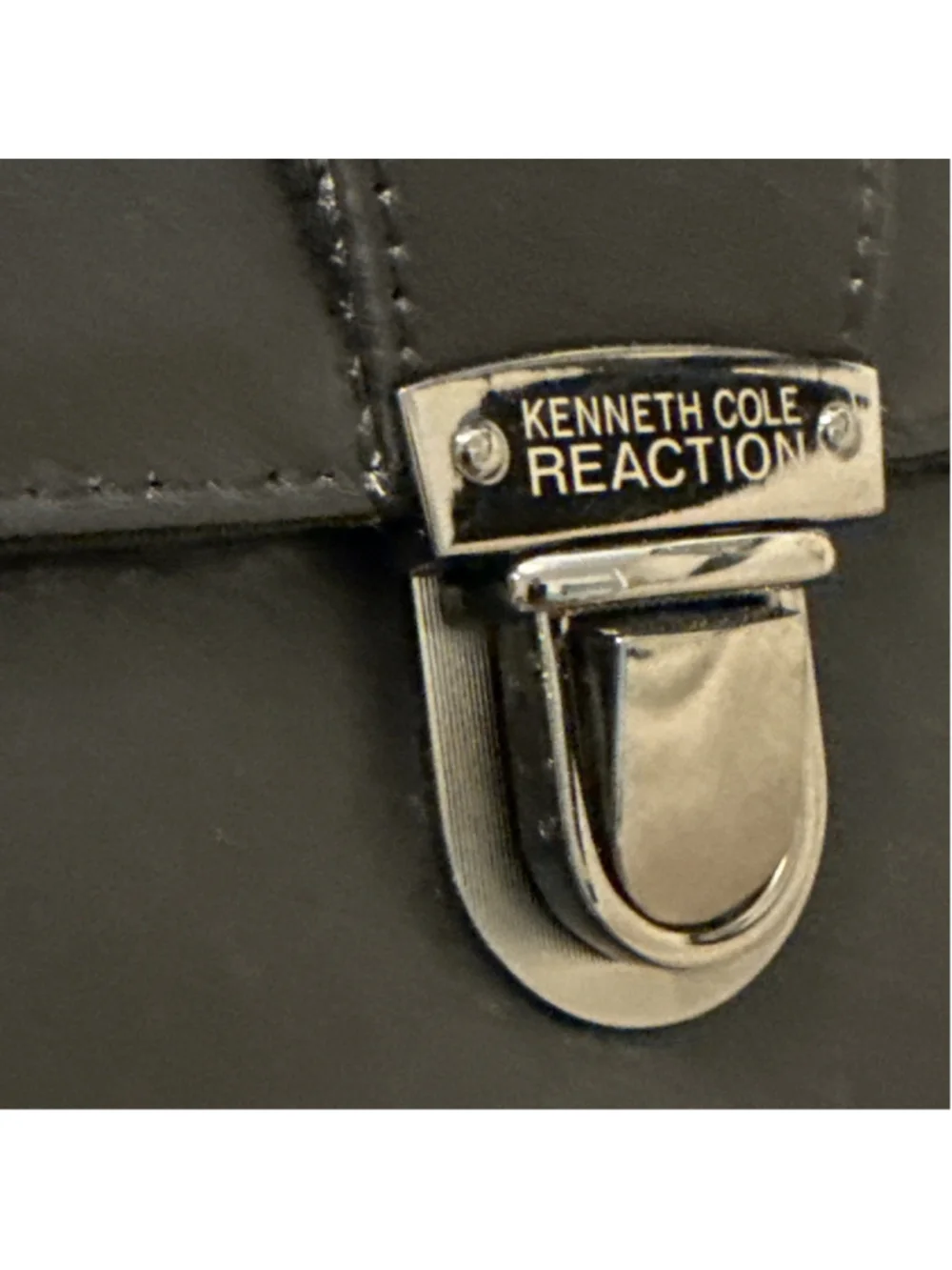 KENNETH COLE NEW YORK Black Leather Laptop Briefcase Large
